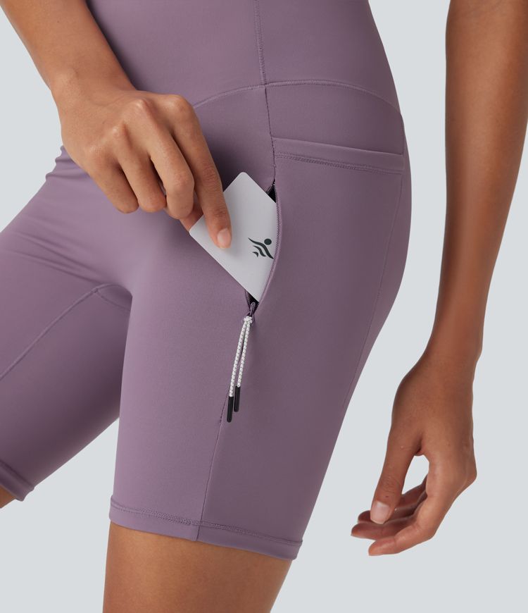 halara ultrasculpt cool quick dry high waisted tummy control hiking biker shorts 7 mit taschen-upf 50