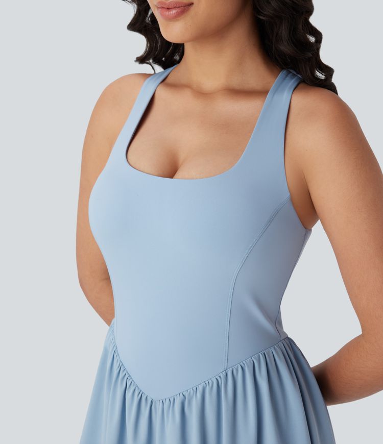 breezeful corset 2-in-1 pocket mini quick dry flowy pickleball active dress-long length