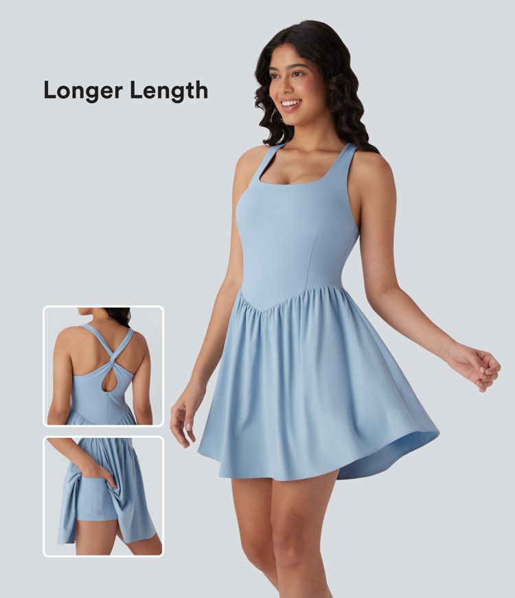 breezeful corset 2-in-1 pocket mini quick dry flowy pickleball active dress-long length