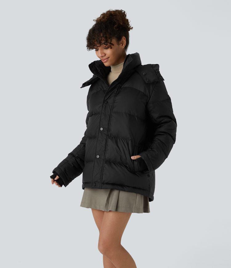 wasserabweisende abnehmbare kapuze stehkragen reißverschluss lange Ärmel taschen lässige steppjacke