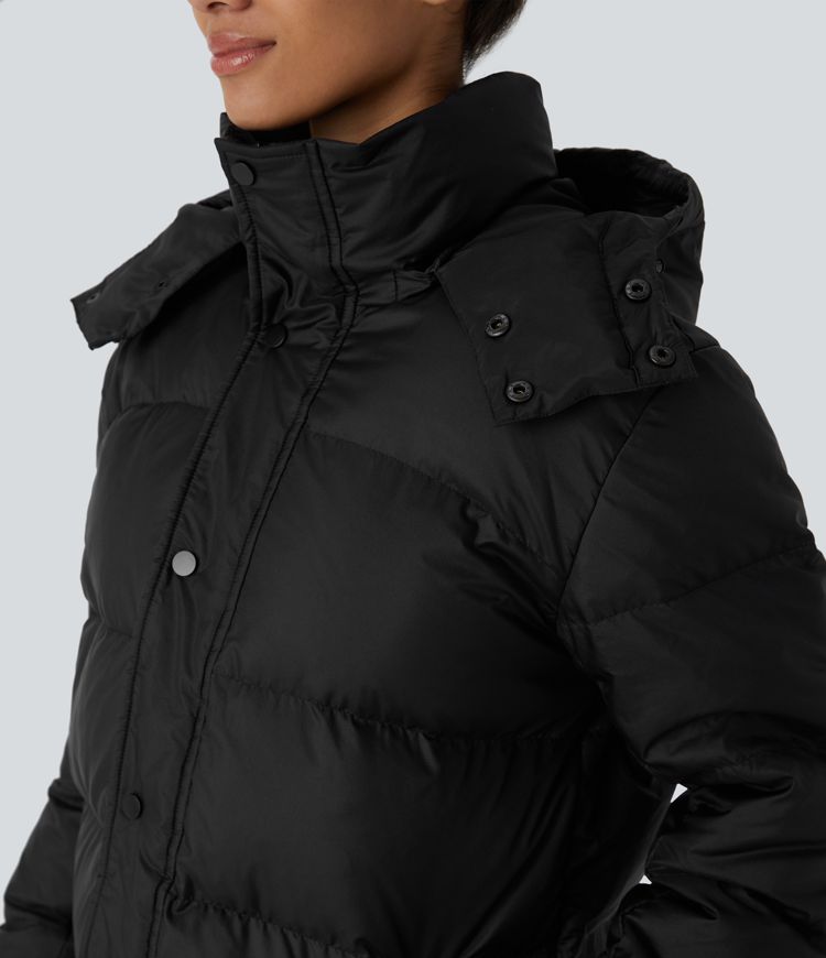 wasserabweisende abnehmbare kapuze stehkragen reißverschluss lange Ärmel taschen lässige steppjacke