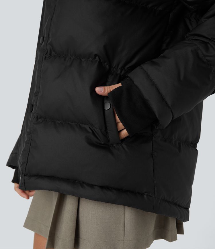 wasserabweisende abnehmbare kapuze stehkragen reißverschluss lange Ärmel taschen lässige steppjacke