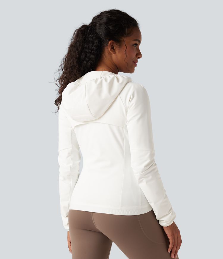 reflektierende daunen-laufjacke mit kapuze und taschen