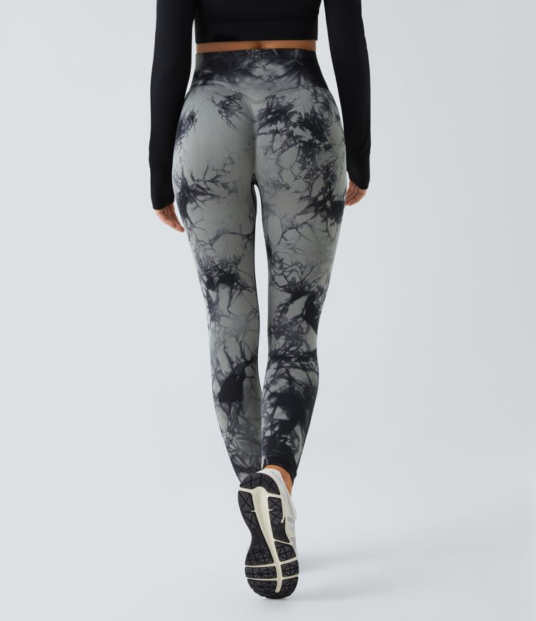 oneform seamless flow high waisted tie dye yoga leggings