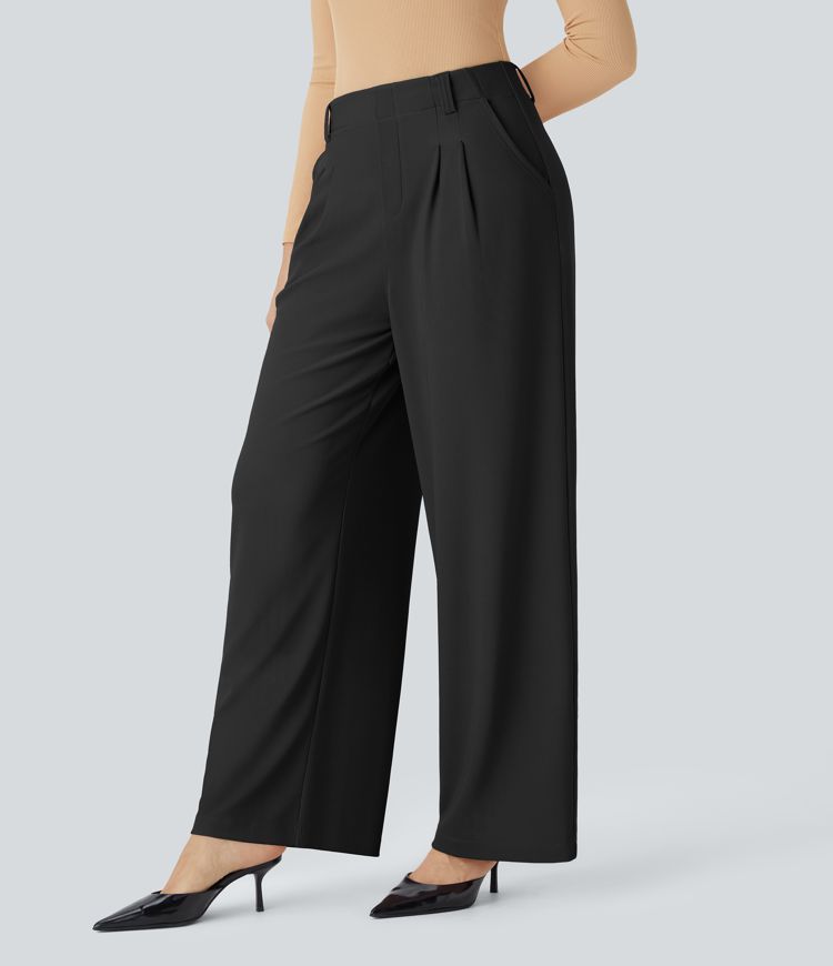 halara flex arbeitshose mit hohem bund taschen und weitem bein aus mikro-waffelgewebe