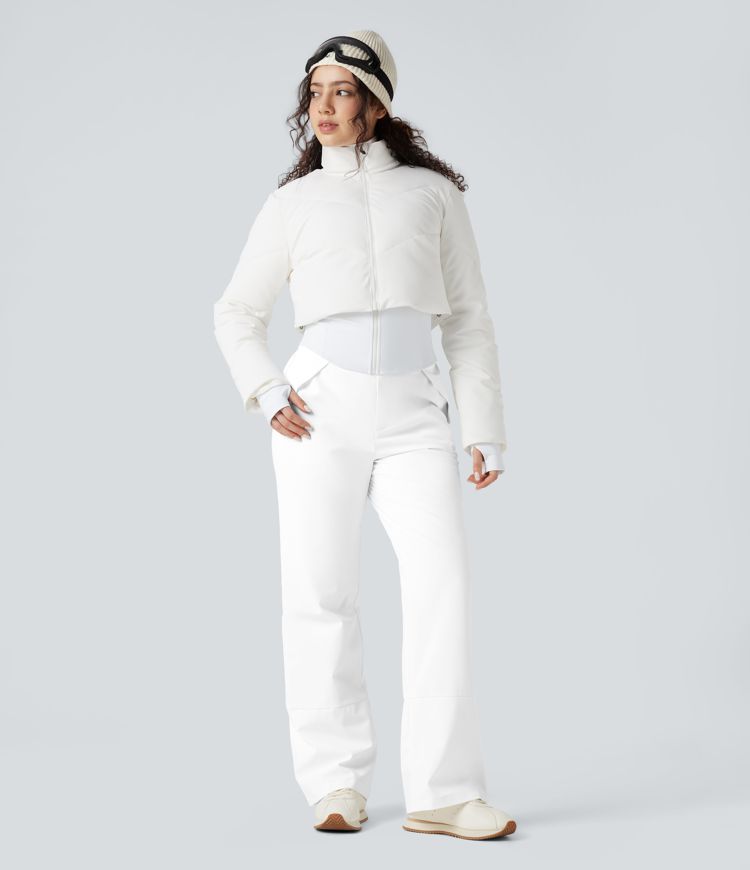 hochgeschnittene wärmende wanderhose mit bootcut-schnitt und taschen