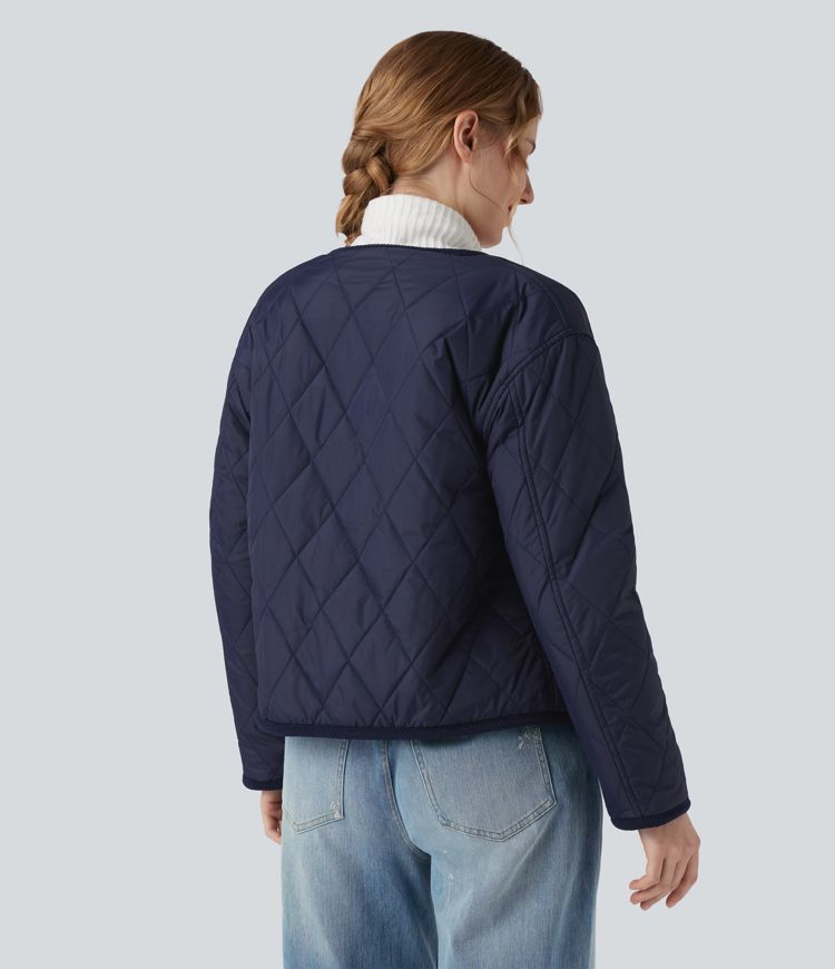 wendbare langärmlige sherpa-freizeitjacke mit taschen zwei looks in einem