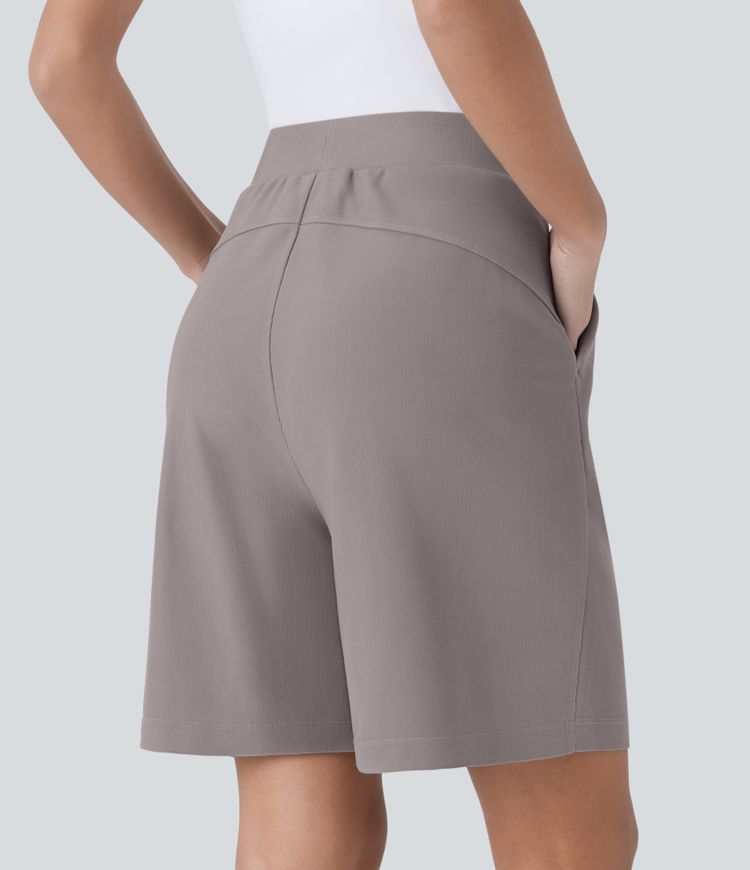 hochgeschnittene figurformende arbeitsshorts mit taschen und mikrowaffelmuster