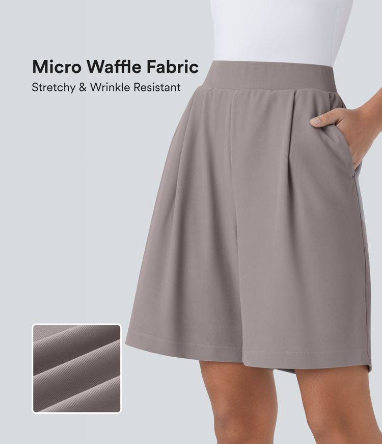 hochgeschnittene figurformende arbeitsshorts mit taschen und mikrowaffelmuster