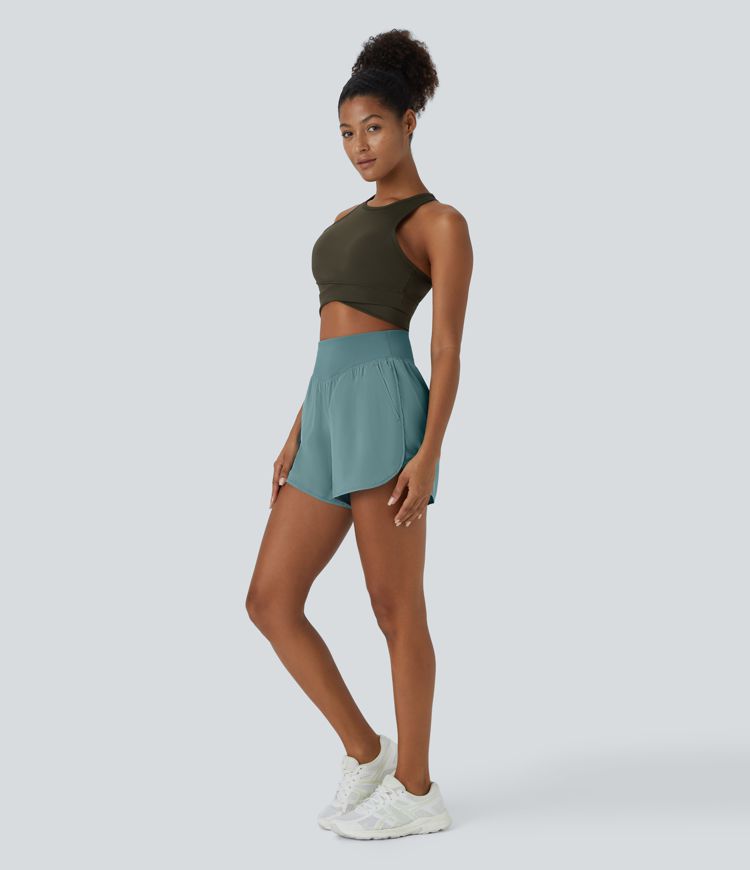 breezeful high waisted pocket quick dry casual shorts 4