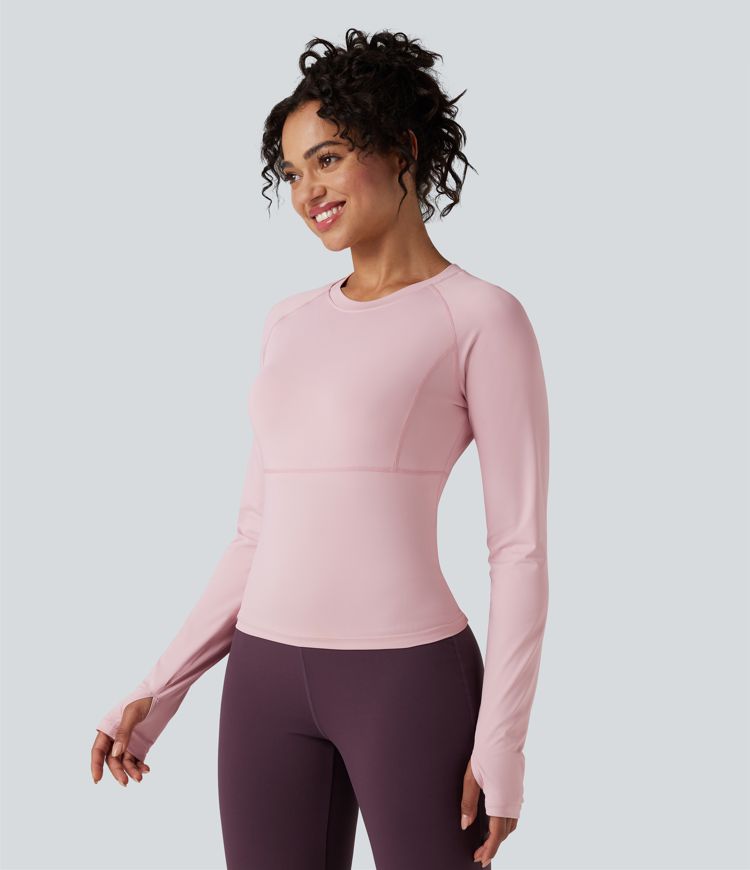 push-up-langarm-yoga-sporttop mit daumenlöchern