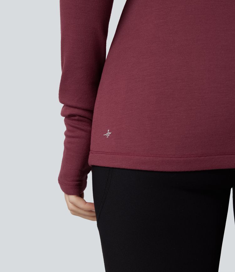 halara heatcore kapuzen-langarmshirt mit daumenlöchern wärmend ideal für yoga und sport