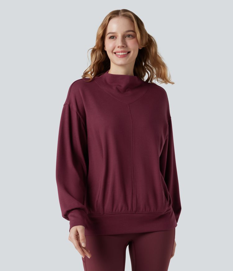 halara heatcore mock neck langarm-yoga-sporttop mit taschen