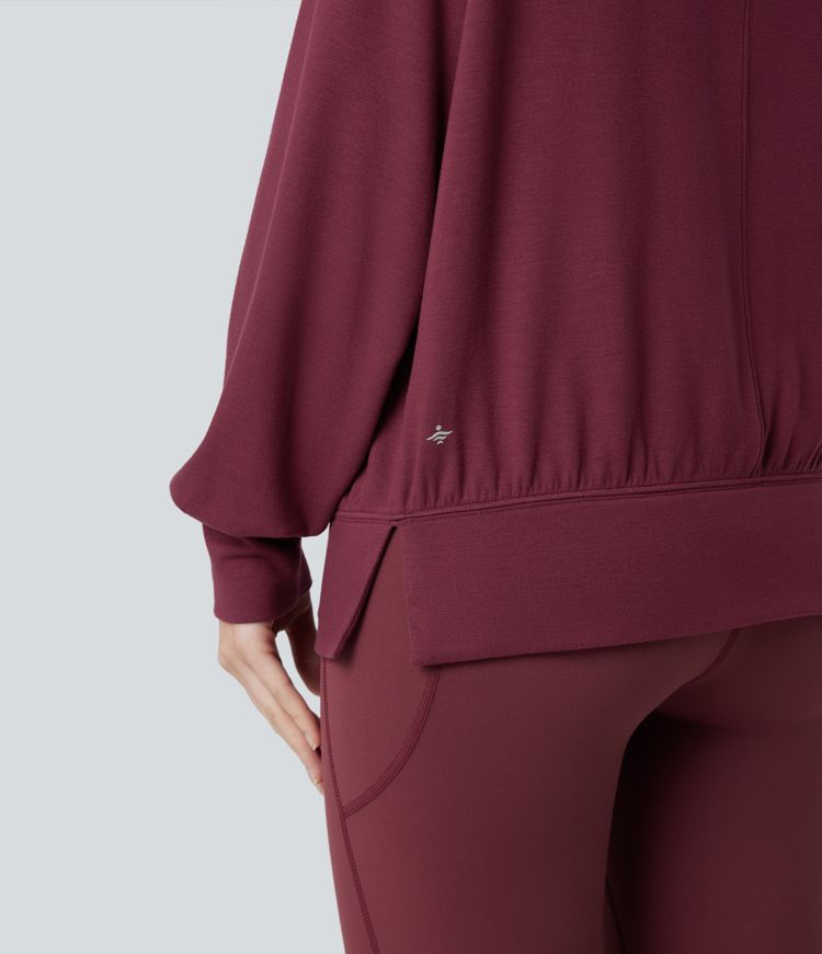 halara heatcore mock neck langarm-yoga-sporttop mit taschen