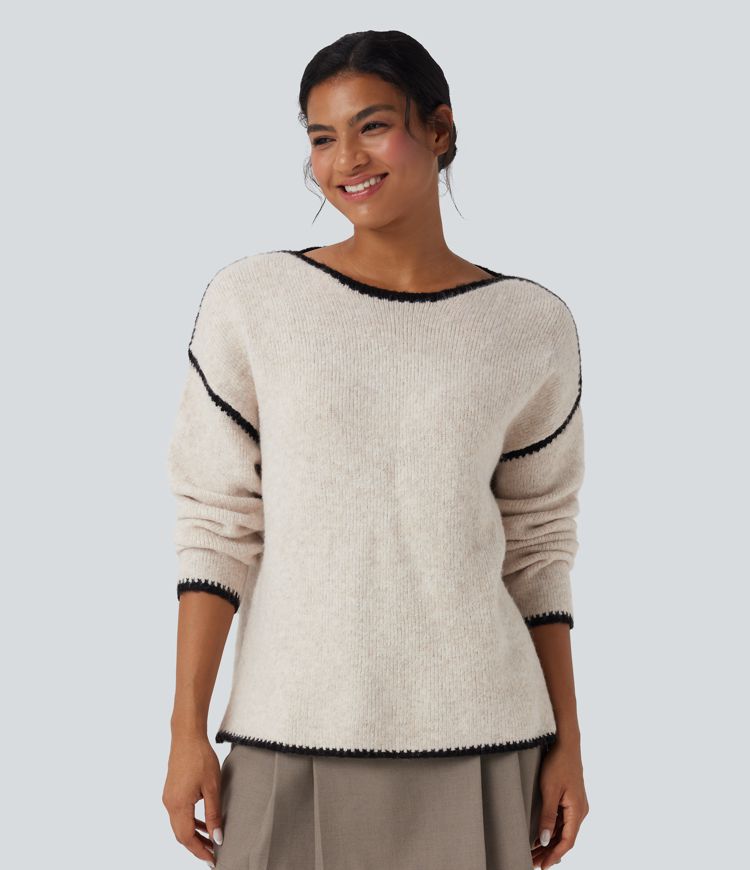 lässiger pullover mit farbblockmuster