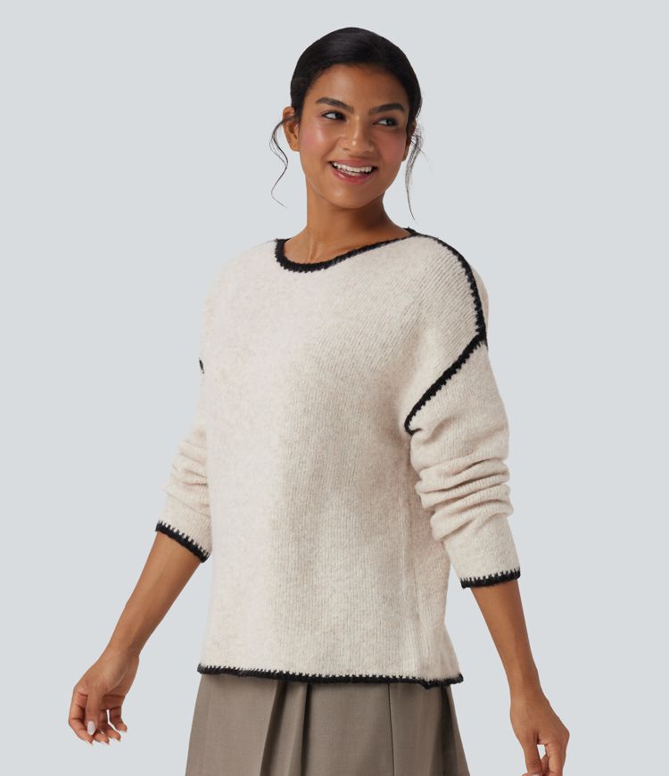 lässiger pullover mit farbblockmuster