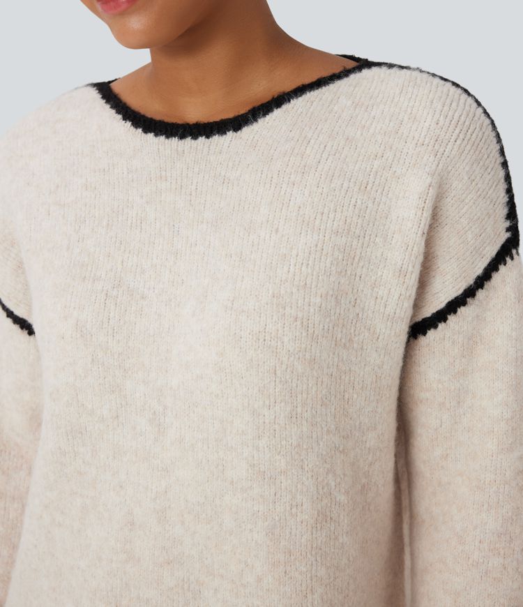 lässiger pullover mit farbblockmuster