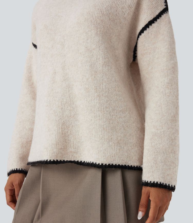 lässiger pullover mit farbblockmuster