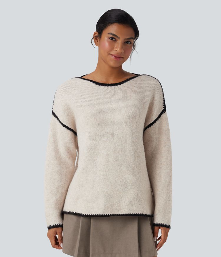 lässiger pullover mit farbblockmuster