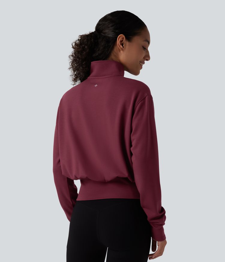 halara heatcore mock neck half zip langarm-arbeits-sweatshirt