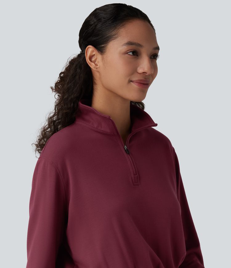 halara heatcore mock neck half zip langarm-arbeits-sweatshirt