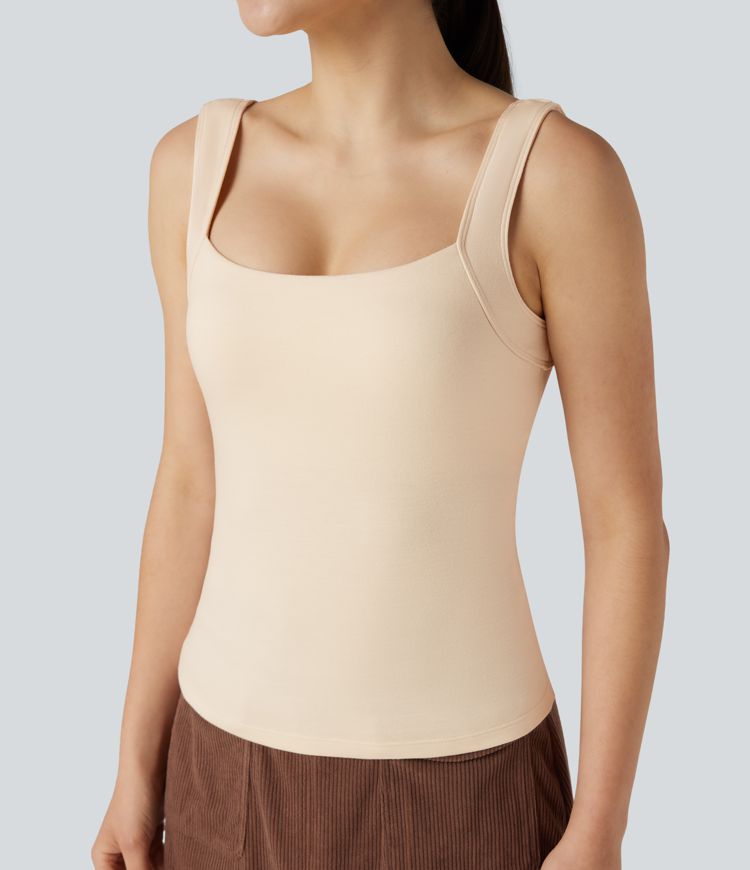 lässiges wärmendes tanktop mit quadratischem ausschnitt