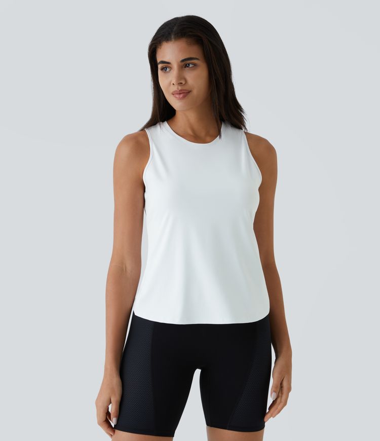 yoga-tanktop mit cut-out-crossover-saum