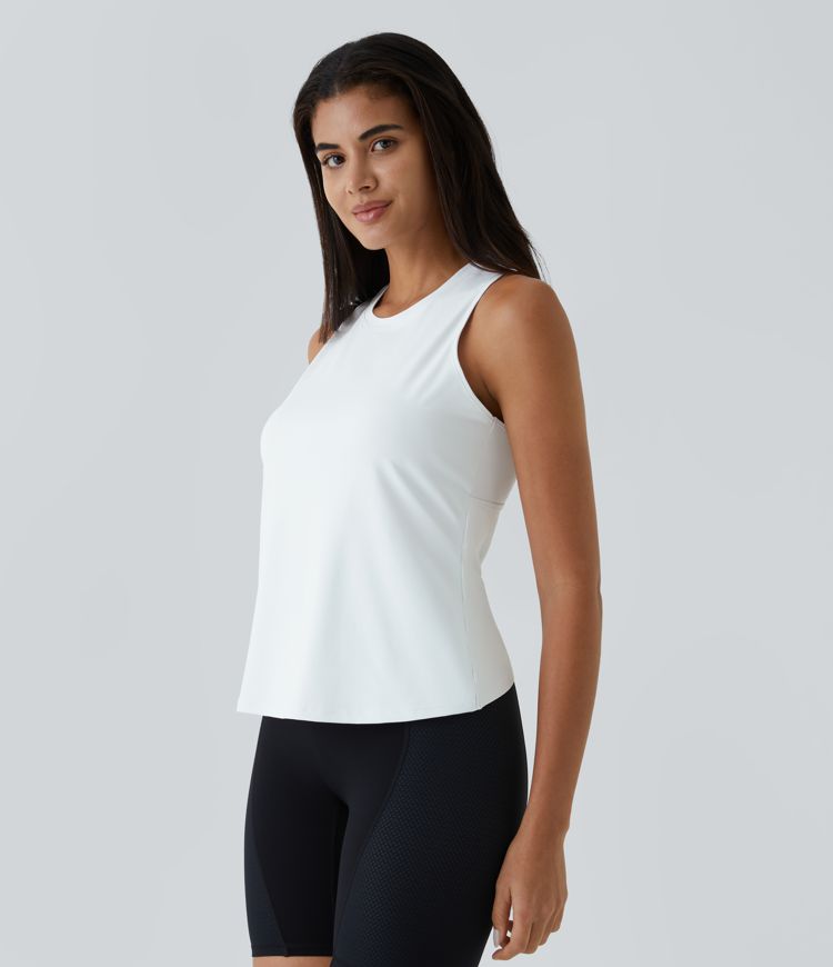 yoga-tanktop mit cut-out-crossover-saum