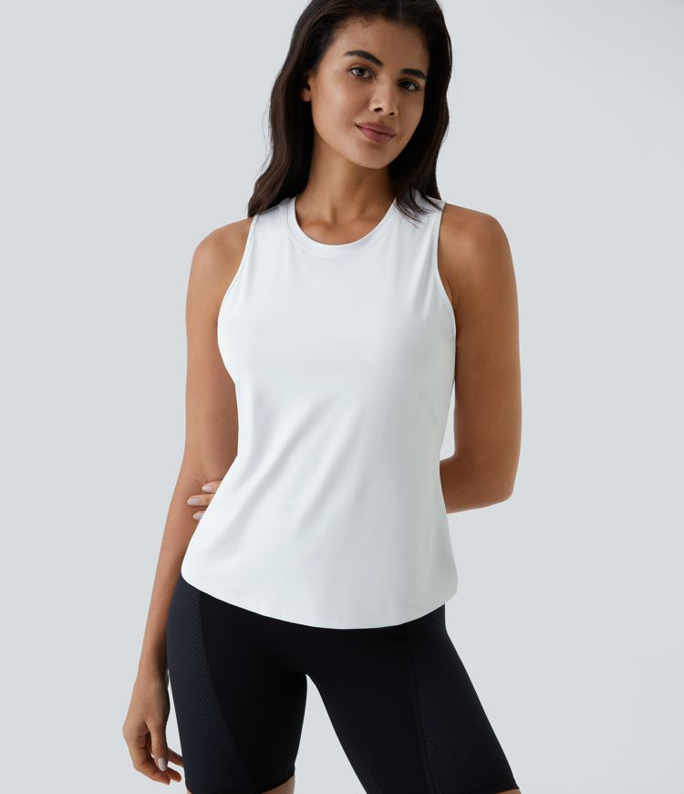 yoga-tanktop mit cut-out-crossover-saum