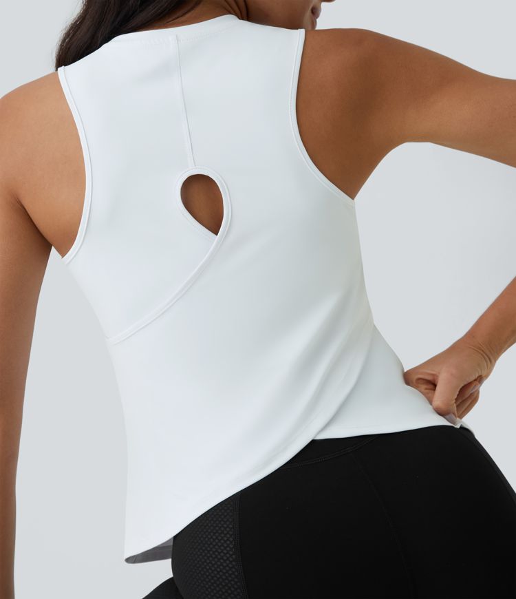 yoga-tanktop mit cut-out-crossover-saum