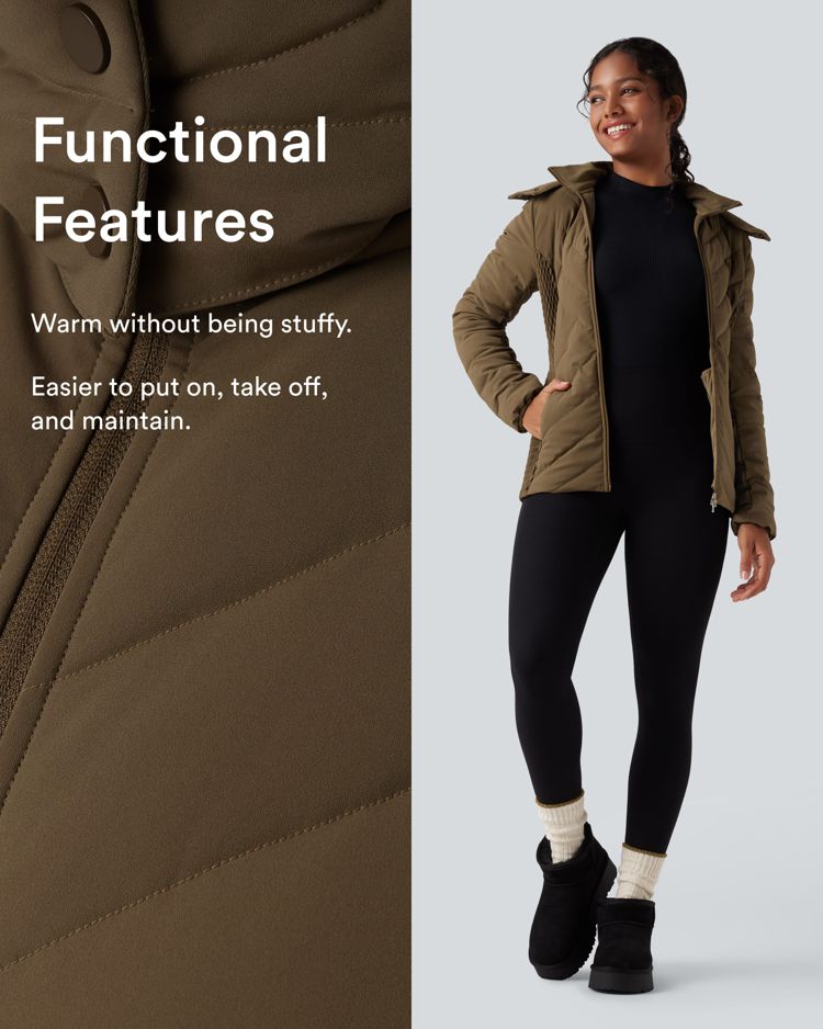 puffflex abnehmbare kapuze geraffte wattierte freizeitjacke mit taschen