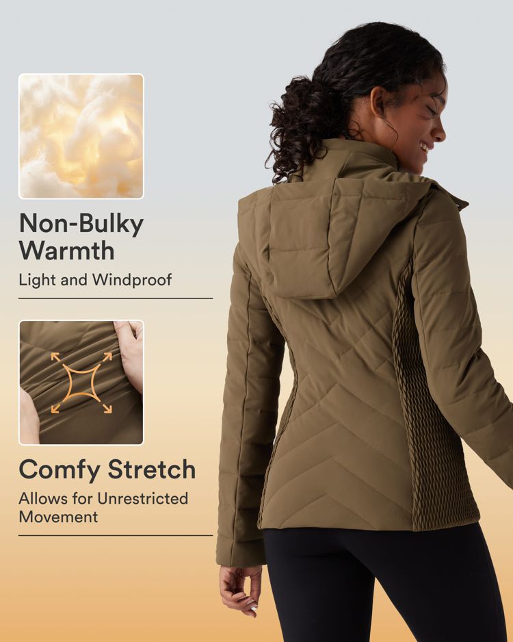 puffflex abnehmbare kapuze geraffte wattierte freizeitjacke mit taschen