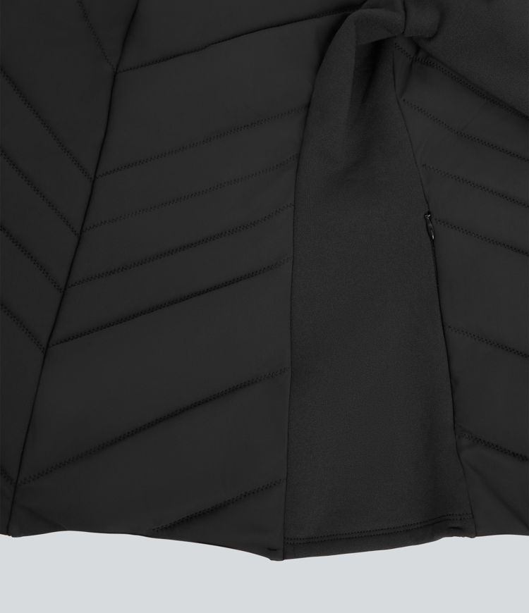 steppjacke mit stehkragen reißverschluss langen Ärmeln und taschen