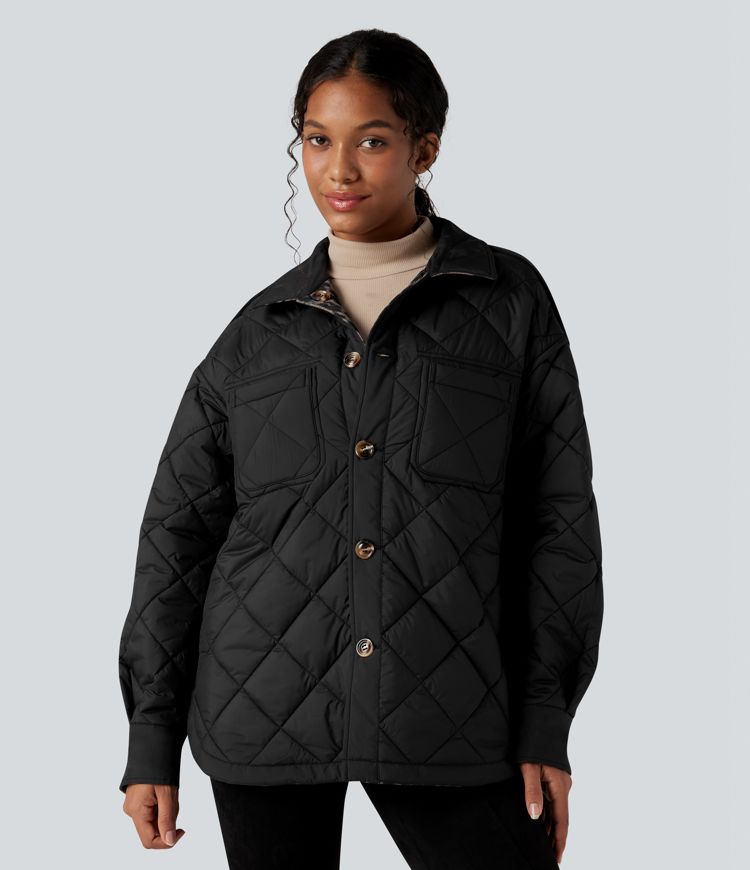 wendbare strapazierfähige wasserabweisende langärmlige steppjacke mit taschen
