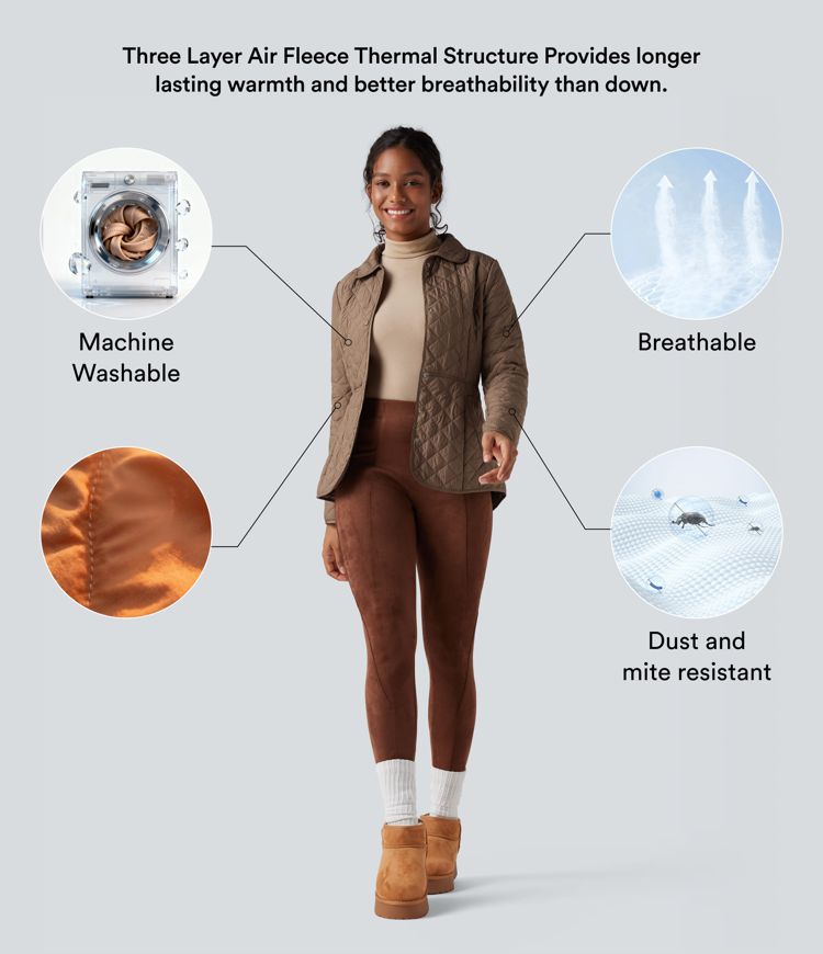 wasserabweisende langärmlige packbare lässige steppjacke mit synthetischen daunen und taschen