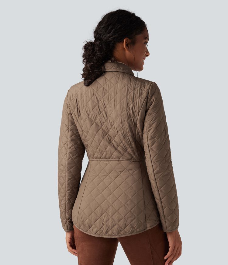 wasserabweisende langärmlige packbare lässige steppjacke mit synthetischen daunen und taschen