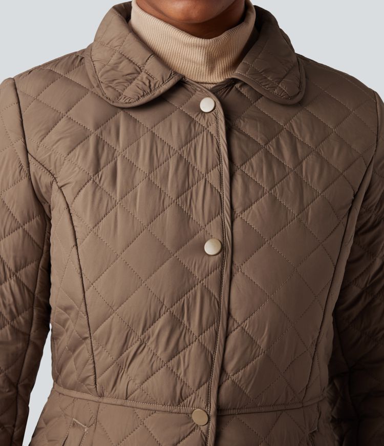 wasserabweisende langärmlige packbare lässige steppjacke mit synthetischen daunen und taschen