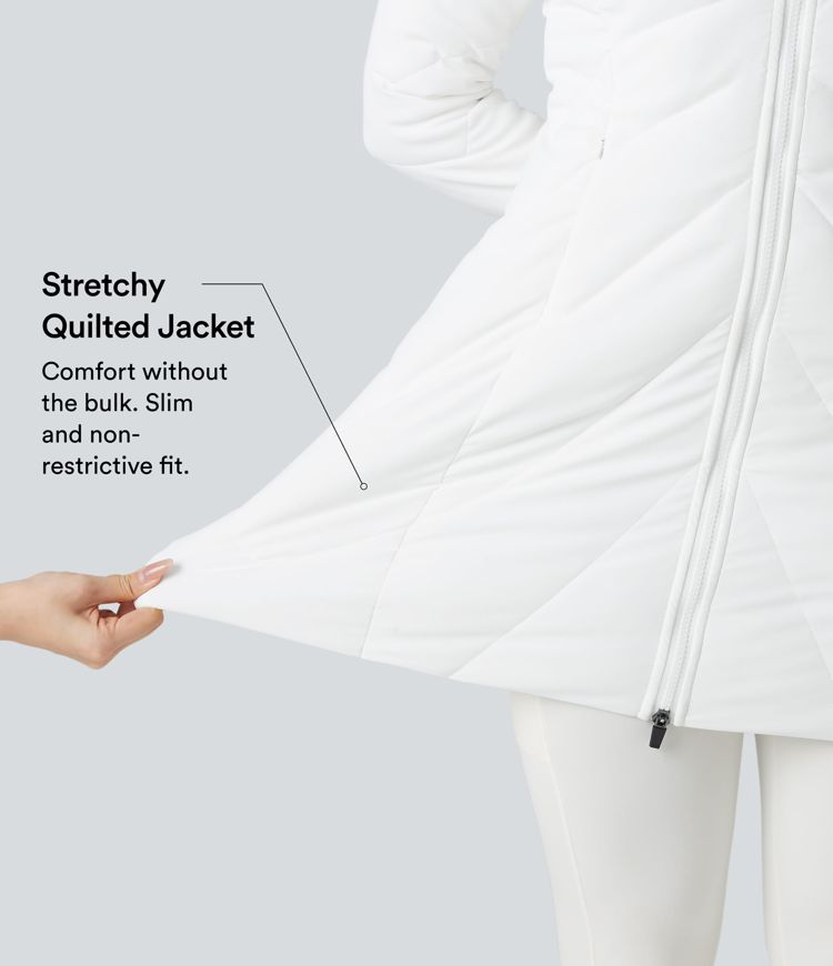 puffflex stehkragen doppelreißverschluss daumenlöcher lässige steppjacke mit taschen