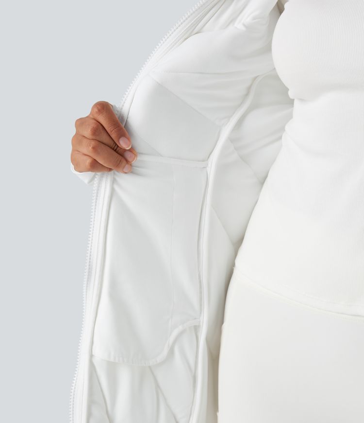 puffflex stehkragen doppelreißverschluss daumenlöcher lässige steppjacke mit taschen