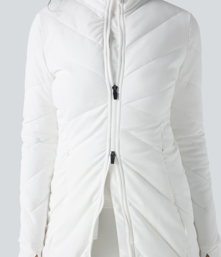 puffflex stehkragen doppelreißverschluss daumenlöcher lässige steppjacke mit taschen