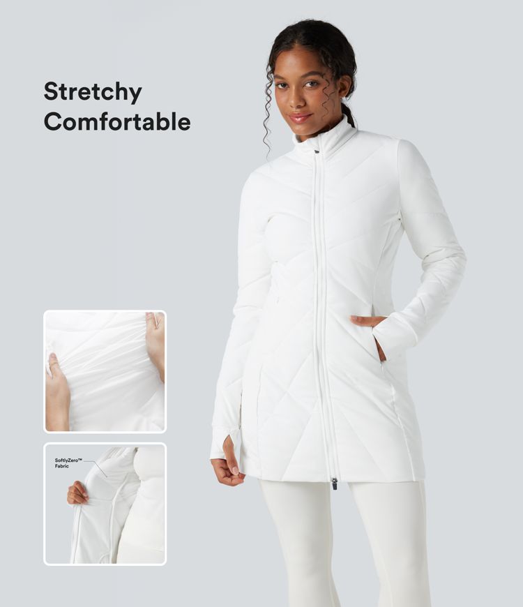 puffflex stehkragen doppelreißverschluss daumenlöcher lässige steppjacke mit taschen