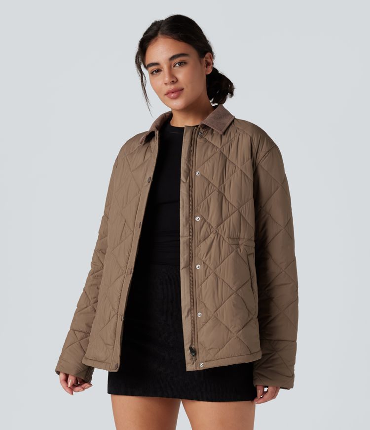 strapazierfähige wasserabweisende kontrastfarbene cord-freizeitjacke mit kordelzug und taschen