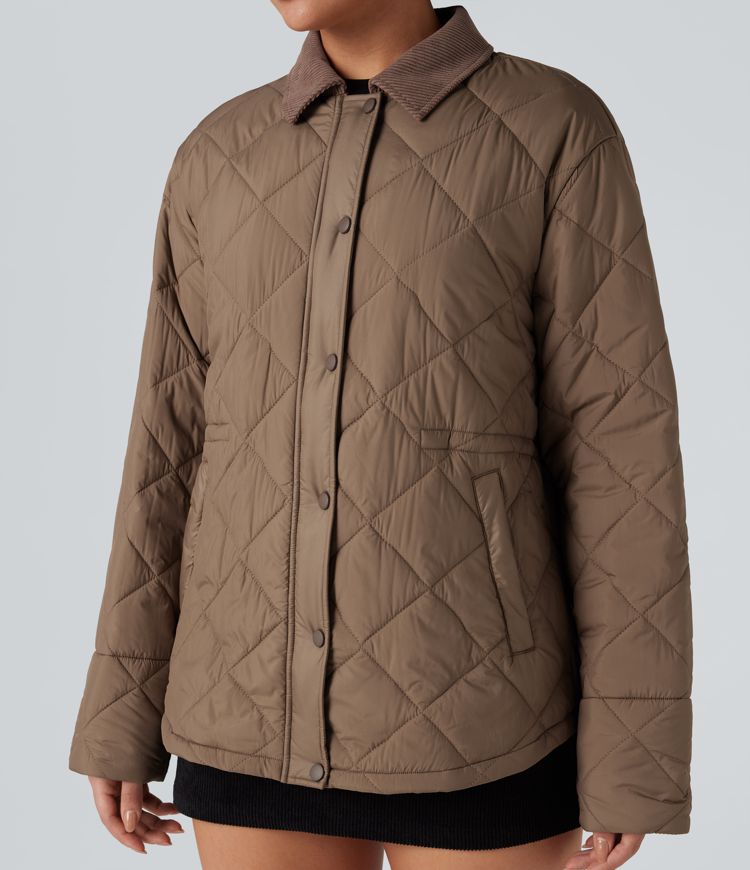 strapazierfähige wasserabweisende kontrastfarbene cord-freizeitjacke mit kordelzug und taschen