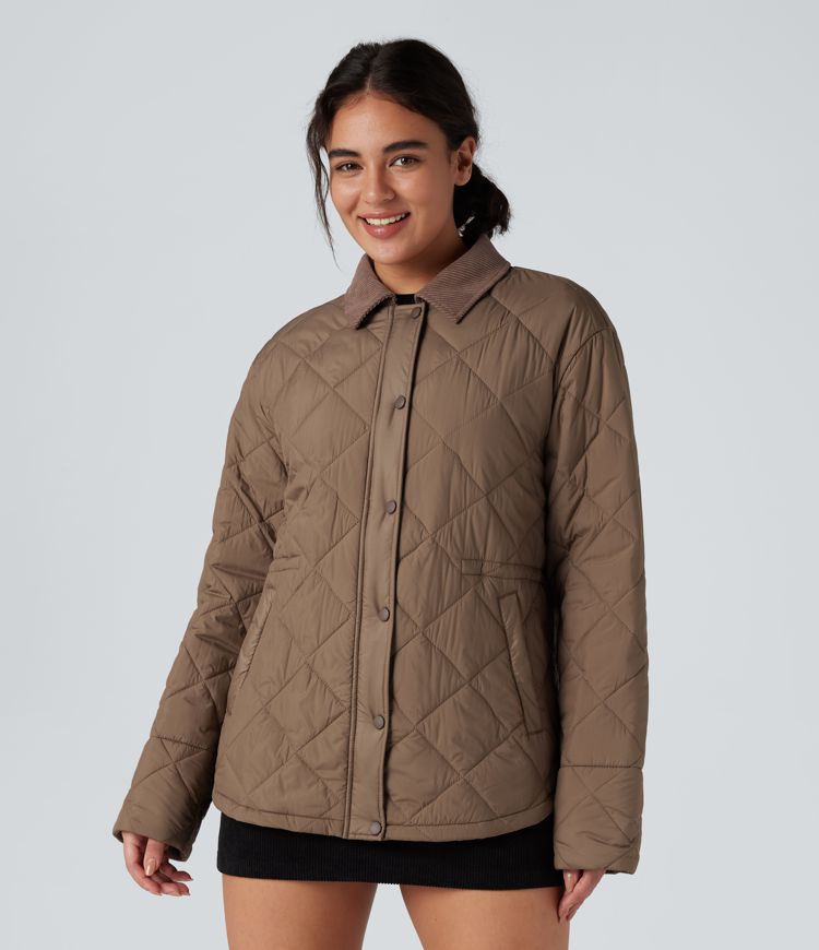 strapazierfähige wasserabweisende kontrastfarbene cord-freizeitjacke mit kordelzug und taschen