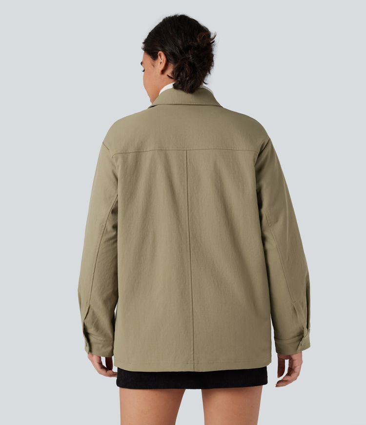 langarm-freizeitjacke mit reißverschluss wattiert und mit taschen