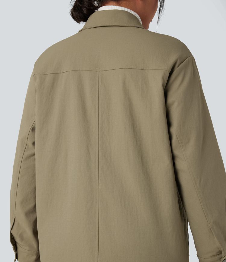langarm-freizeitjacke mit reißverschluss wattiert und mit taschen