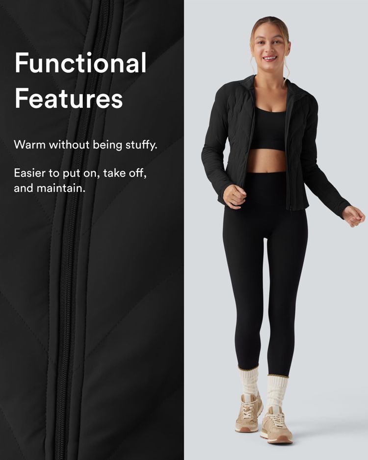 puffflex steppjacke mit hohem kragen langen Ärmeln stretchanteil und taschen