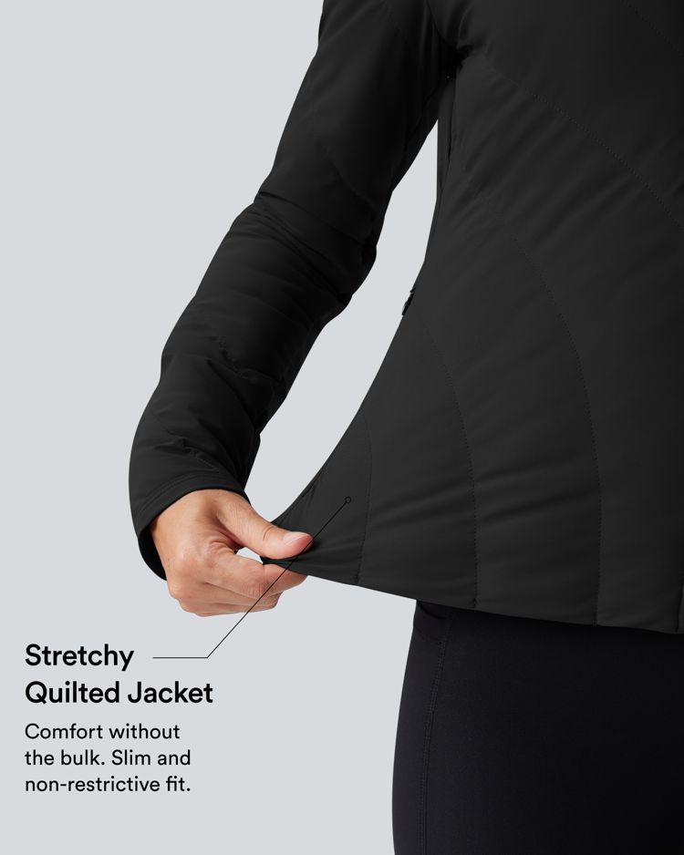 puffflex steppjacke mit hohem kragen langen Ärmeln stretchanteil und taschen
