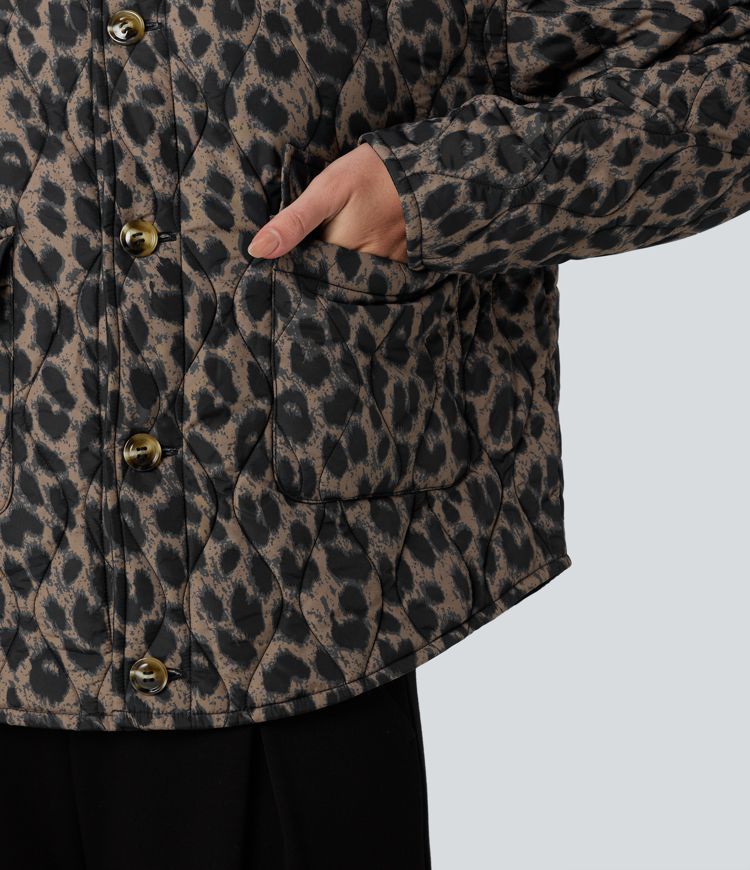 wendbare strapazierfähige wasserabweisende gesteppte freizeitjacke mit abgerundetem saum und taschen