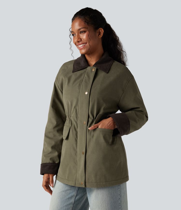 langärmlige lässige stalljacke mit taschen
